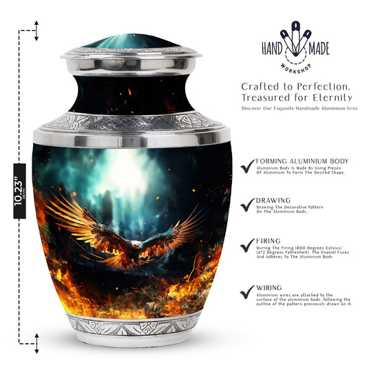 Large classic design aluminium Eagle Urn for human ashes