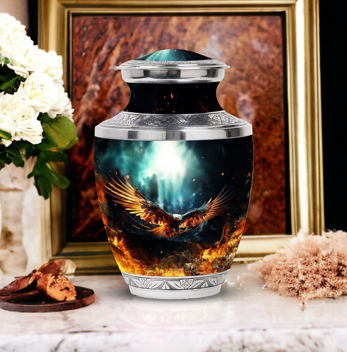 Large classic design aluminium Eagle Urn for human ashes