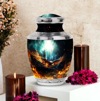 Large classic design aluminium Eagle Urn for human ashes