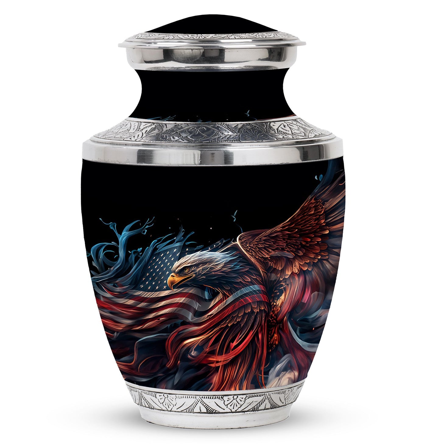 Classic 3-inch eagle urn in aluminium, ideal for ashes