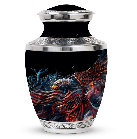 Classic 3-inch eagle urn in aluminium, ideal for ashes