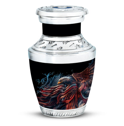 Classic 3-inch eagle urn in aluminium, ideal for ashes