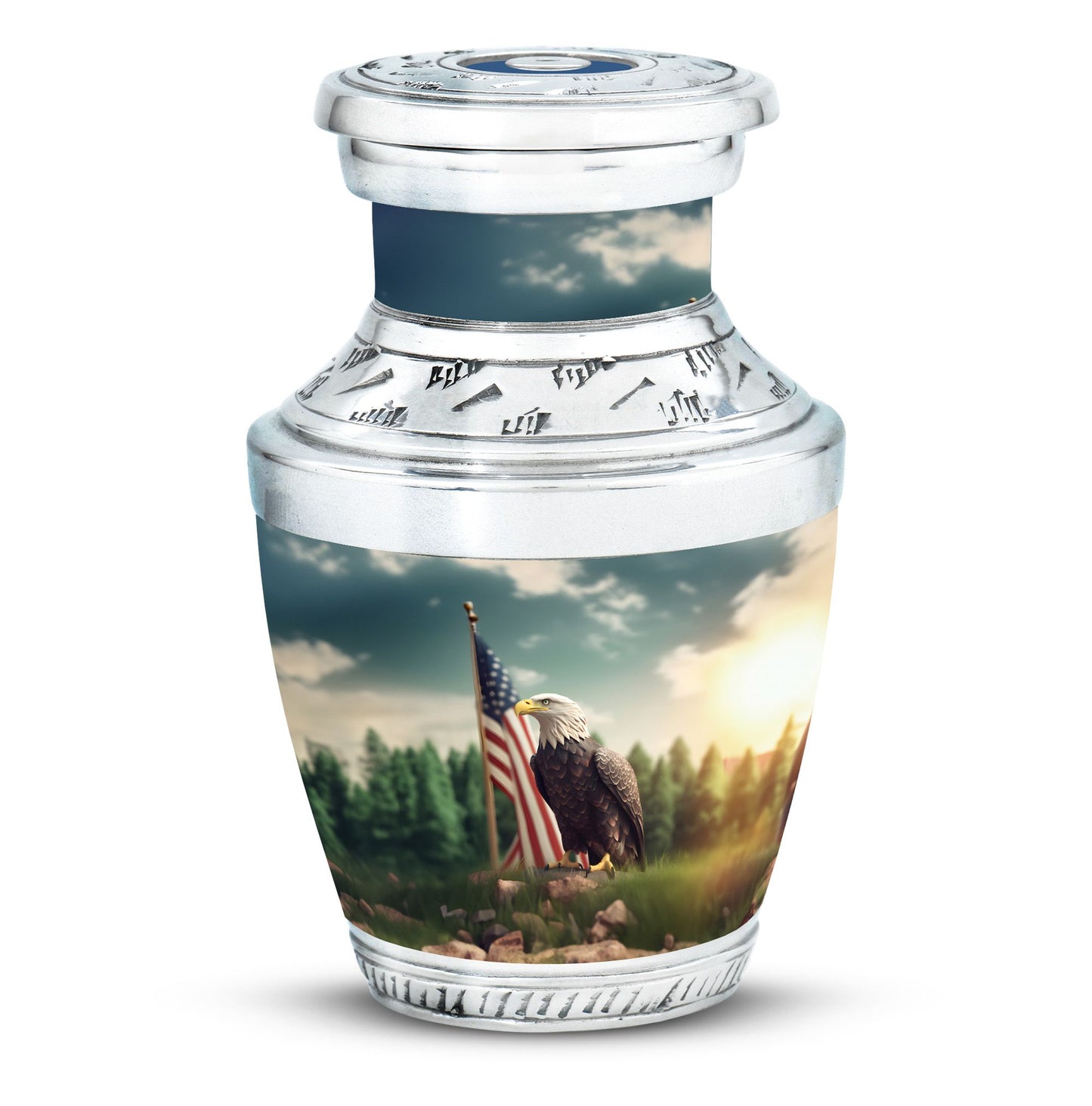 Classic 10-inch Eagle Cremation Urn made of Aluminium.