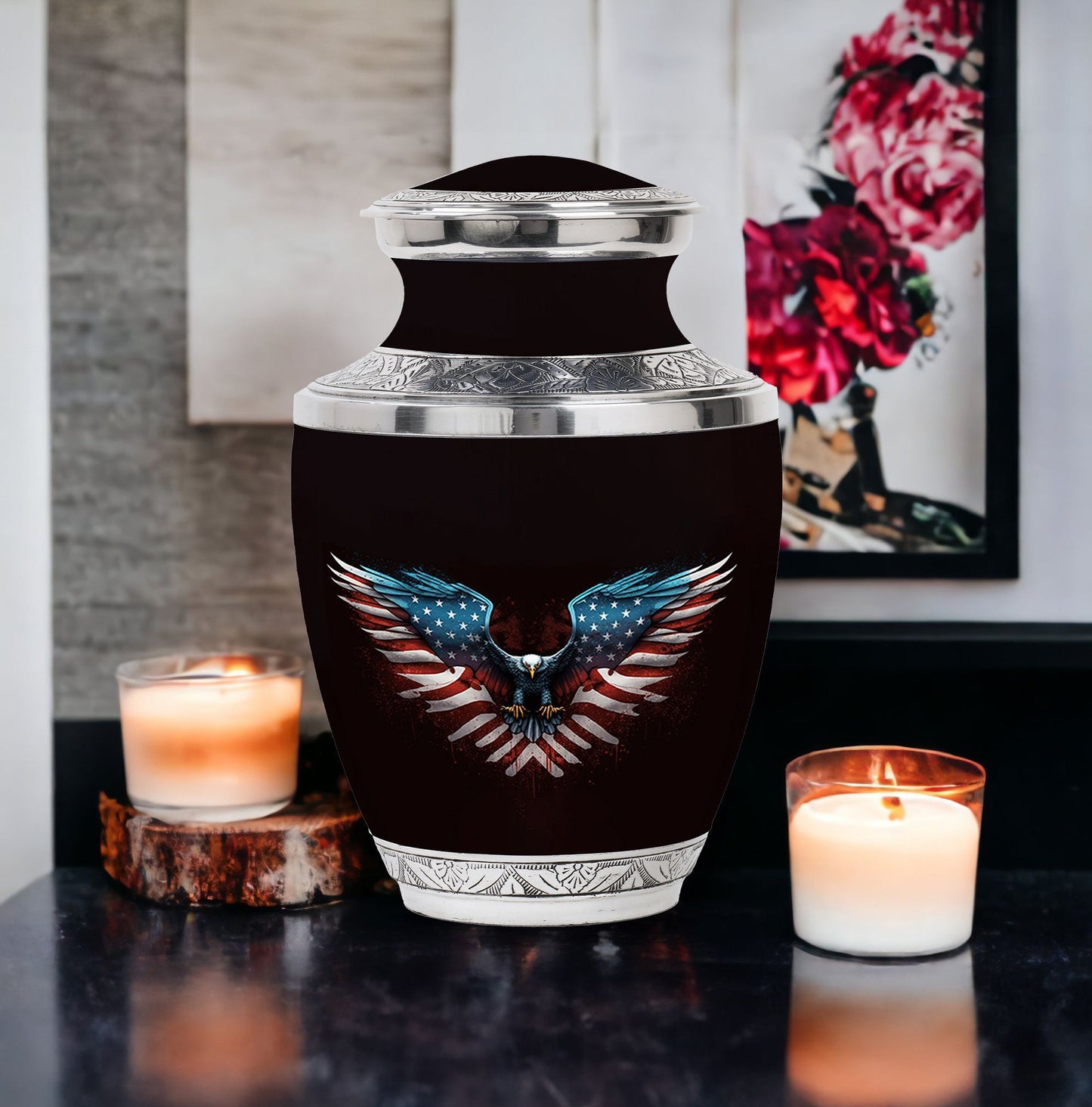 Classic 3-inch eagle urn for human ashes.