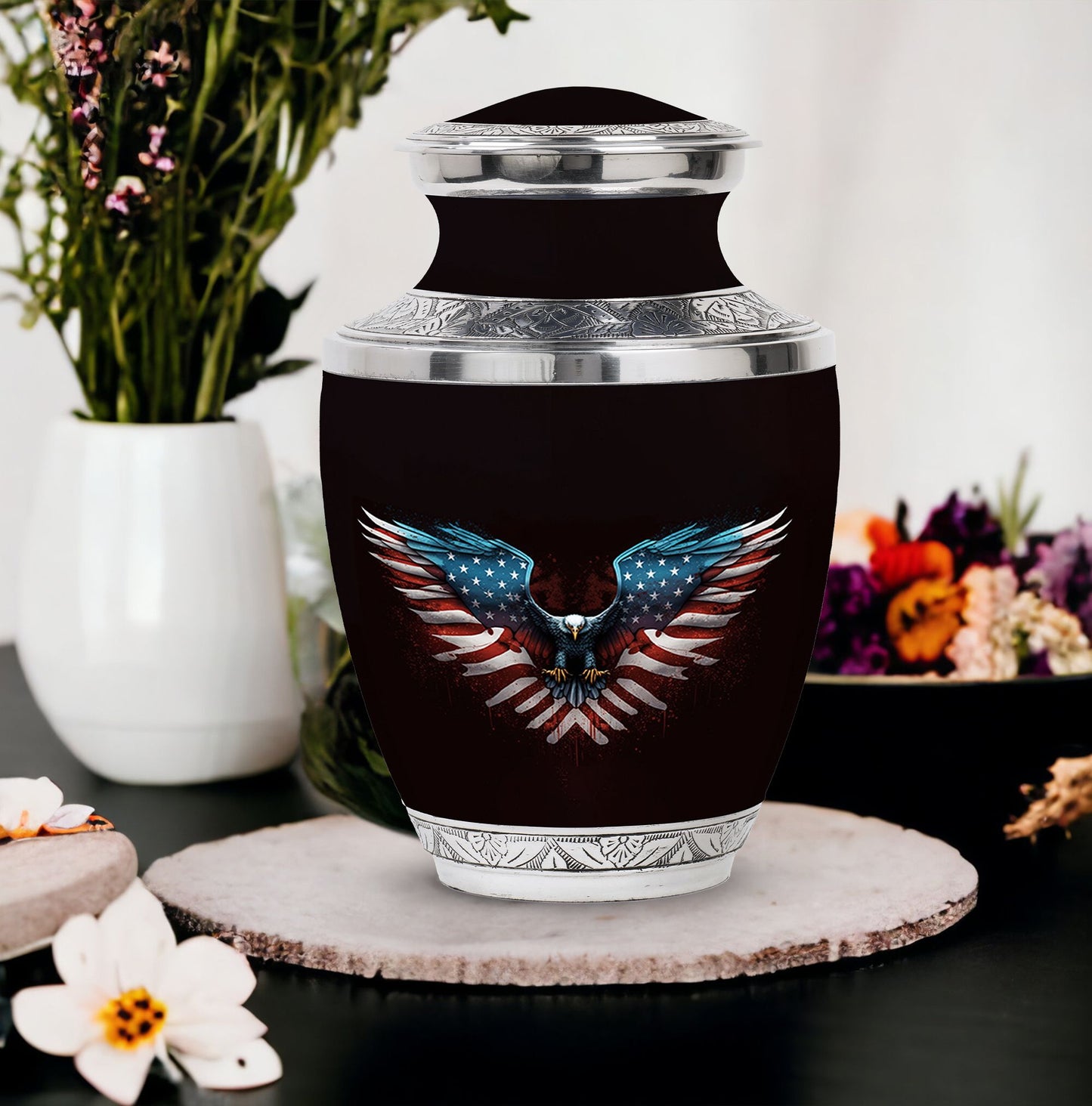 Classic 3-inch eagle urn for human ashes.