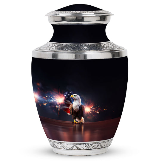 3 Inch Classic Eagle Urn for Ashes in Aluminum material.