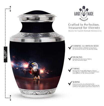 3 Inch Classic Eagle Urn for Ashes in Aluminum material.
