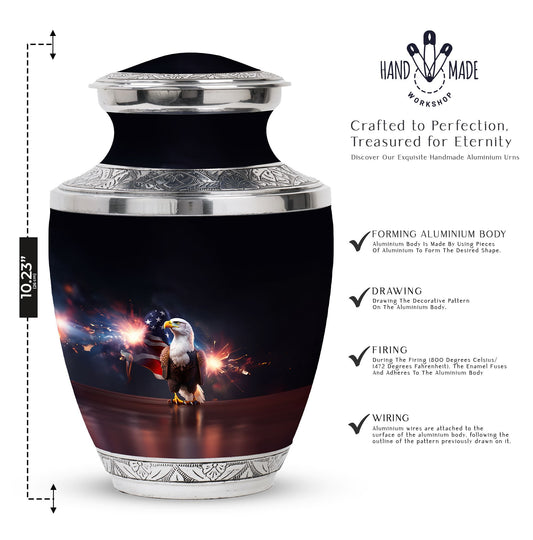 3 Inch Classic Eagle Urn for Ashes in Aluminum material.