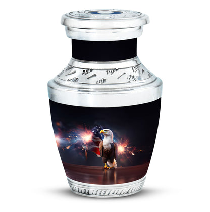 3 Inch Classic Eagle Urn for Ashes in Aluminum material.