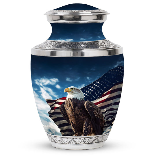 Classic large eagle urn crafted from aluminium for ashes