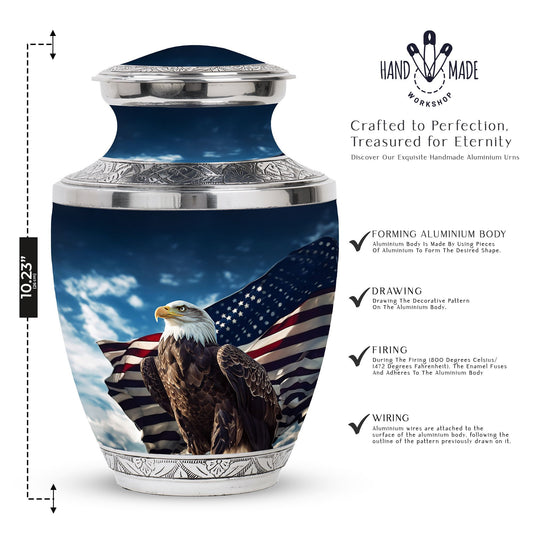 Classic large eagle urn crafted from aluminium for ashes