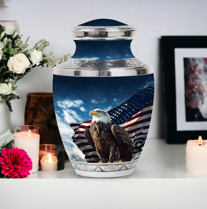 Classic large eagle urn crafted from aluminium for ashes