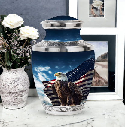 Classic large eagle urn crafted from aluminium for ashes