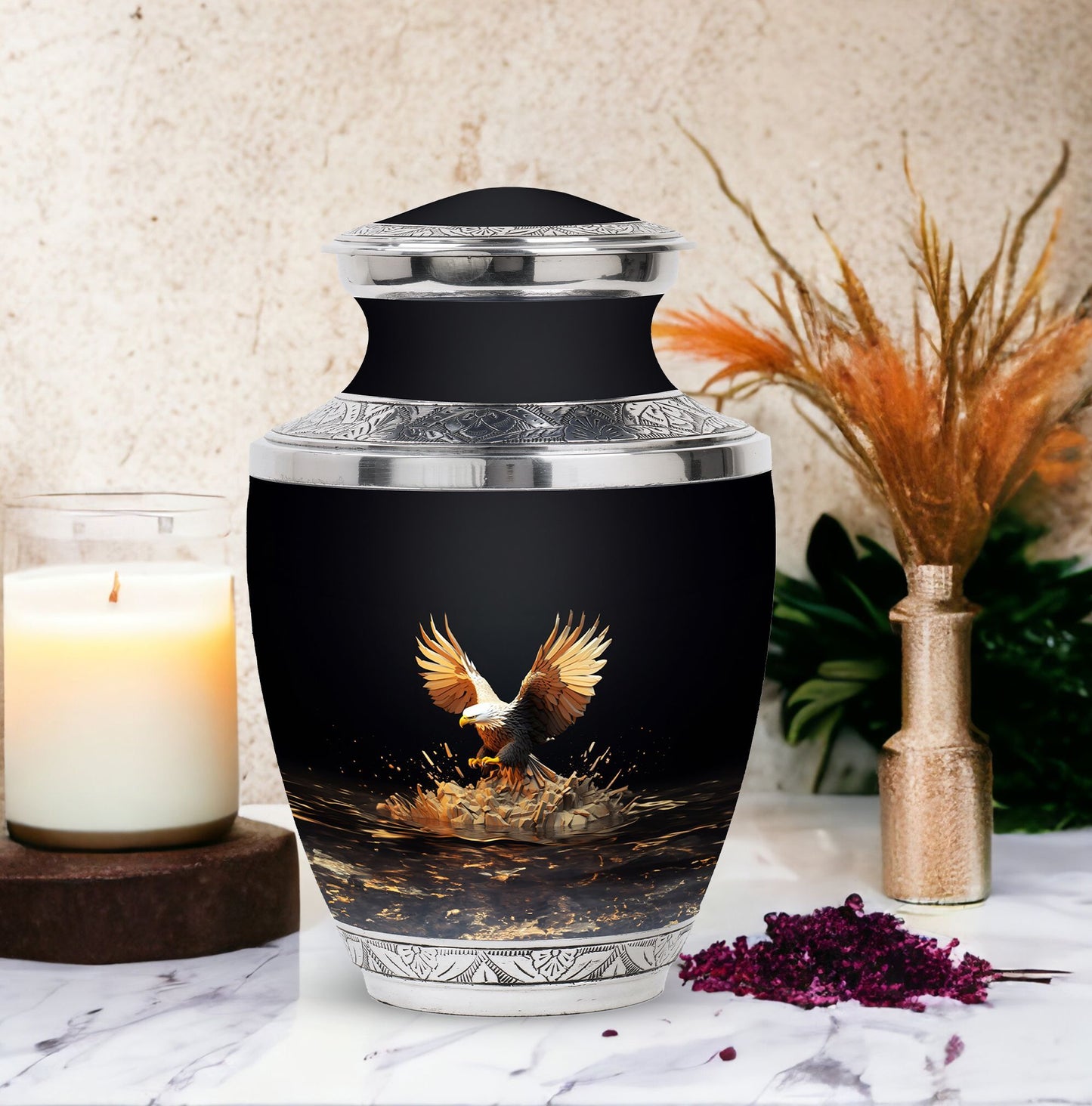 3-inch Classic Eagle Cremation Urn in Aluminium.