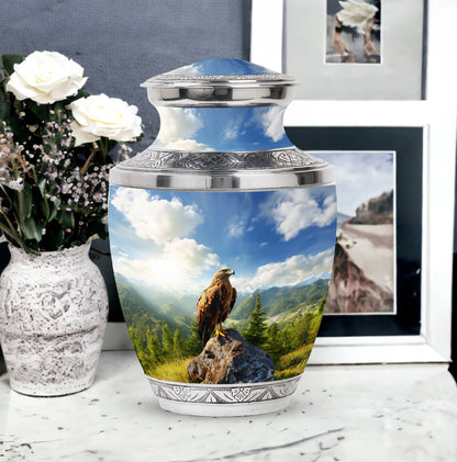 Classic Eagle Memorial Urn, Large Aluminium Cremation Urn.