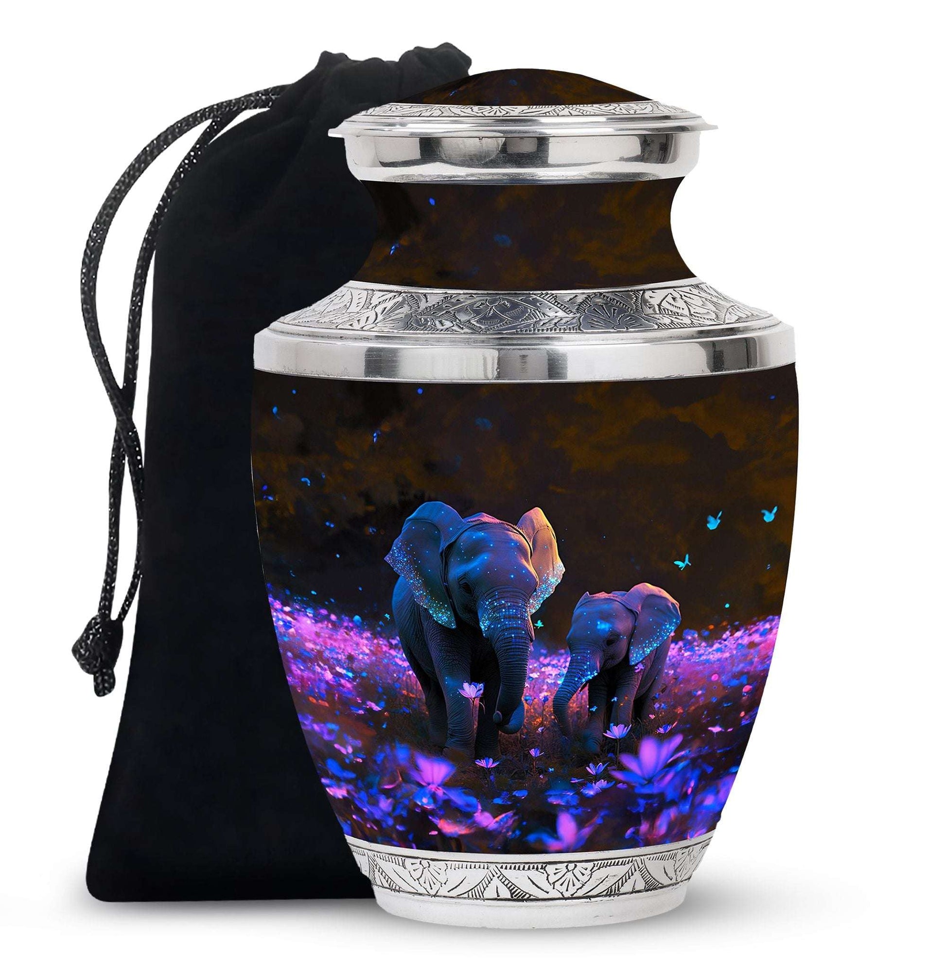 Elephant Floral Urn for Human Ashes Adult - Keepsake Funeral Urns