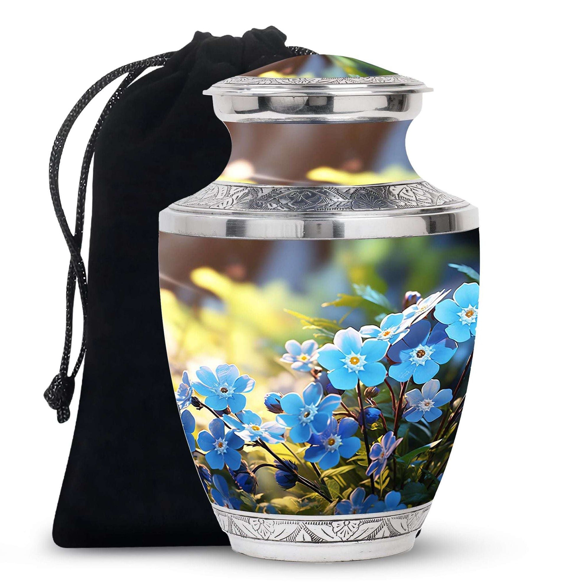 Forget Me Not Flower Cremation Urn for Human Ashes - Scorpion Grasses Urn