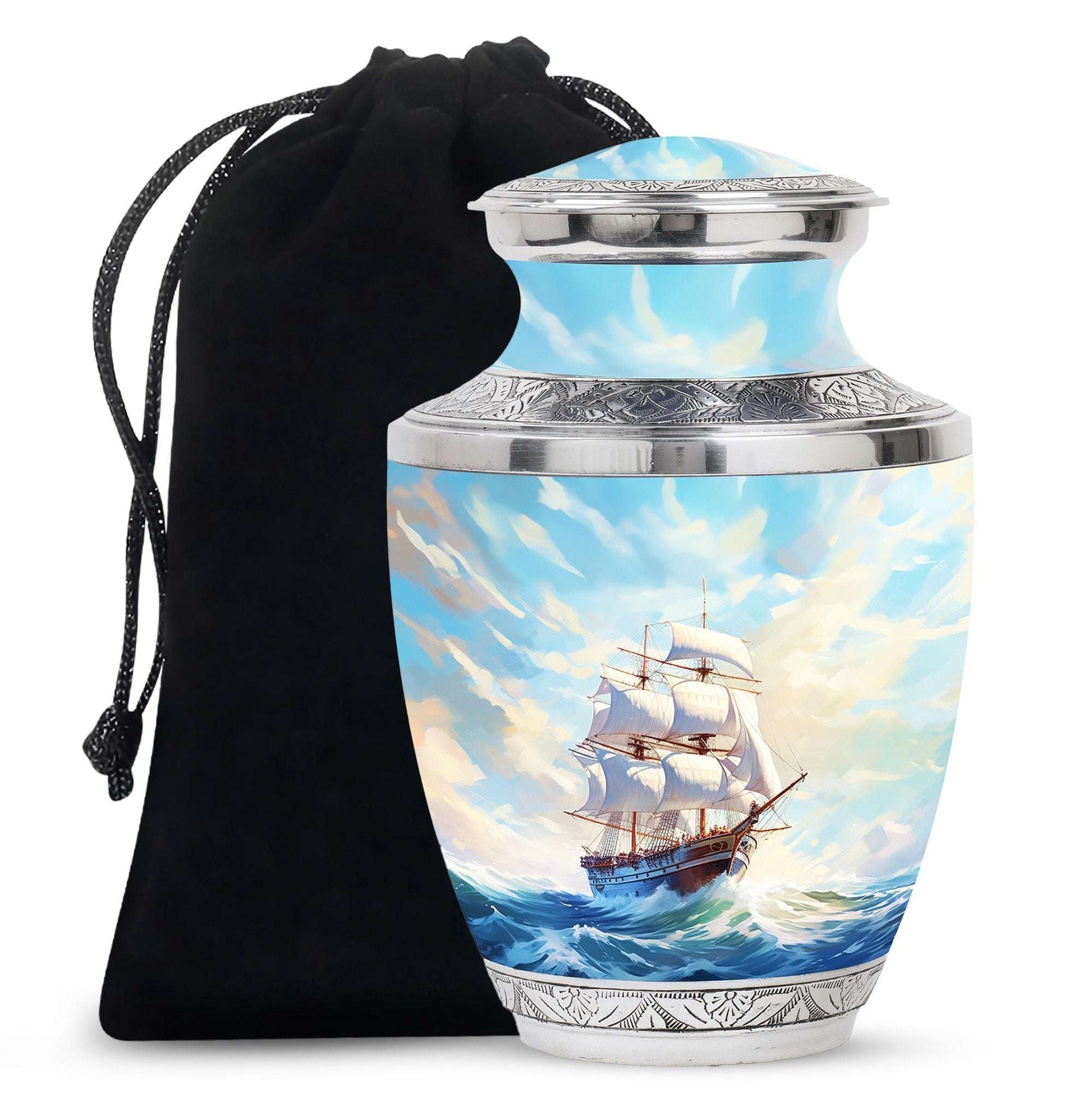 Sailing Ship Urn For Women & Men - Ocean Keepsake Urns For Human Ashes