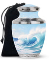 Ocean Waves Memorial Cremation Urn For Human Ashes– Sea Urn Keepsake For Funeral