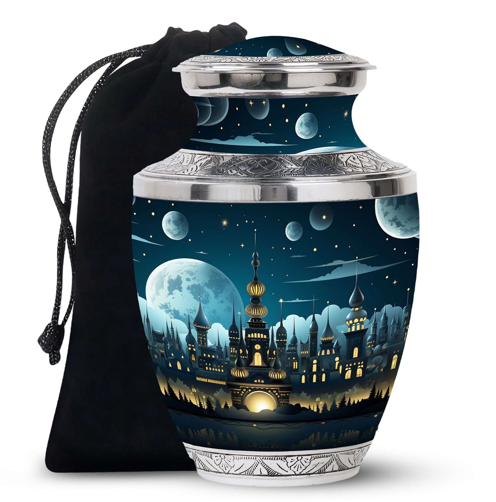 Moonlight Castle Cremation Urn For Women – Fantasy Funeral Urn For Ashes