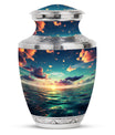 Medium size green cremation urn for sea burial, large urn for adult male ashes, urn decorations, suitable for women