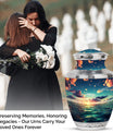 Medium size green cremation urn for sea burial, large urn for adult male ashes, urn decorations, suitable for women
