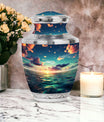Medium size green cremation urn for sea burial, large urn for adult male ashes, urn decorations, suitable for women