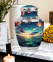 Medium size green cremation urn for sea burial, large urn for adult male ashes, urn decorations, suitable for women