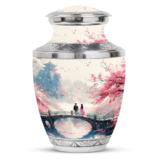 Stylish white cremation urns designed specifically for couples, ideal for funeral services, burial or as a decorative piece.