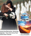 Blue Desert Sands Urn, a sturdy and elegant memorial urn acting as a dignified ashes holder or cremation box for funeral purposes