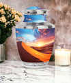 Blue Desert Sands Urn, a sturdy and elegant memorial urn acting as a dignified ashes holder or cremation box for funeral purposes
