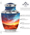 Stately and robust Blue Cremation Urn from Desert Sands, ideal for preserving the ashes of a beloved father