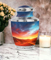 Stately and robust Blue Cremation Urn from Desert Sands, ideal for preserving the ashes of a beloved father