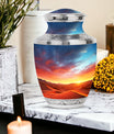 Stately and robust Blue Cremation Urn from Desert Sands, ideal for preserving the ashes of a beloved father