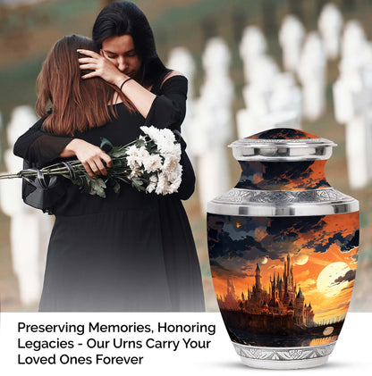 Elegant Sunset Palace cremation urn, ideal for memorial ashes, suitable for adult and miniature use