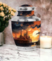 Elegant Sunset Palace cremation urn, ideal for memorial ashes, suitable for adult and miniature use