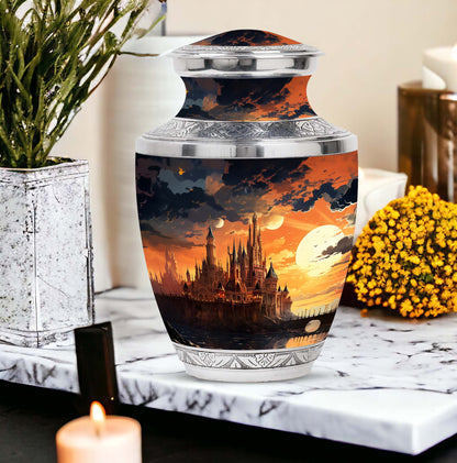 Elegant Sunset Palace cremation urn, ideal for memorial ashes, suitable for adult and miniature use