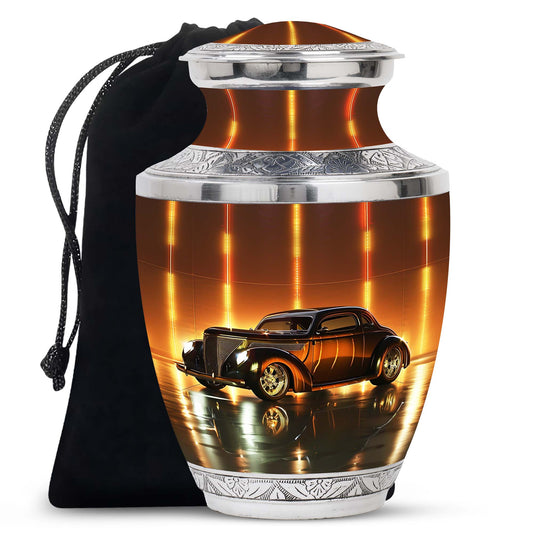 Vintage Shine Heritage bronze car-themed Cremation Urn for Human Adult Ashes