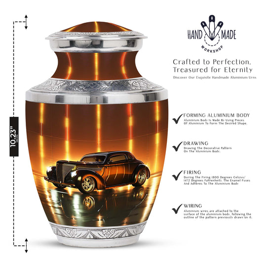 Vintage Shine Heritage bronze car-themed Cremation Urn for Human Adult Ashes