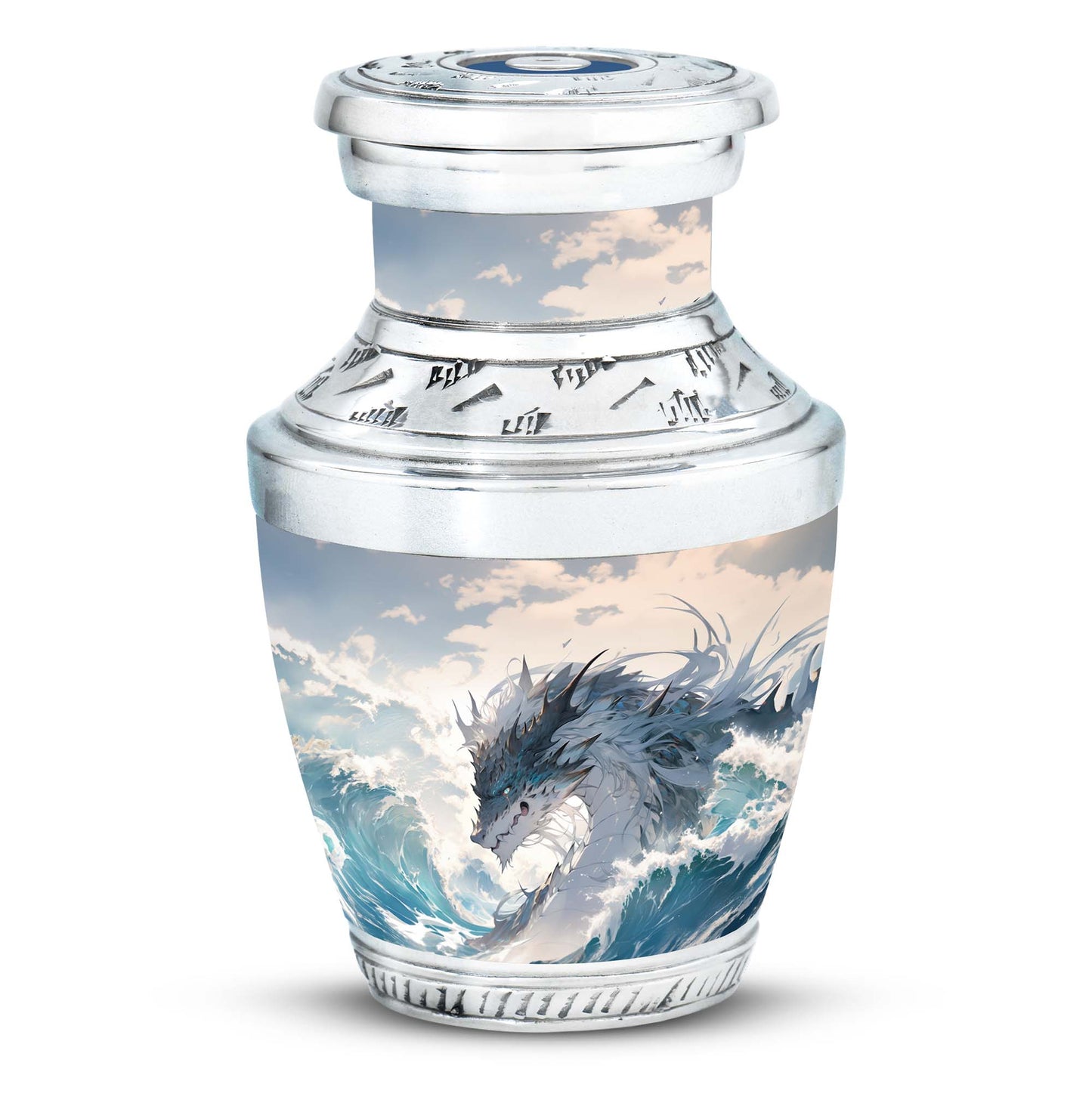 White Personalized Beach Cremation Urn for Human Ashes - 10-inch, 200 cu in - Yatskia