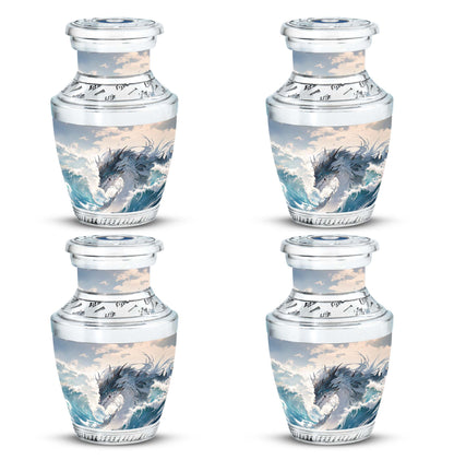 White Personalized Beach Cremation Urn for Human Ashes - 10-inch, 200 cu in - Yatskia