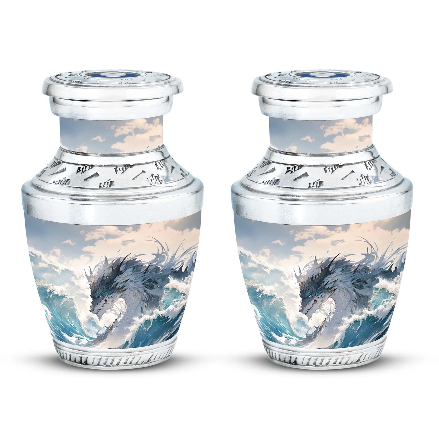 White Personalized Beach Cremation Urn for Human Ashes - 10-inch, 200 cu in - Yatskia