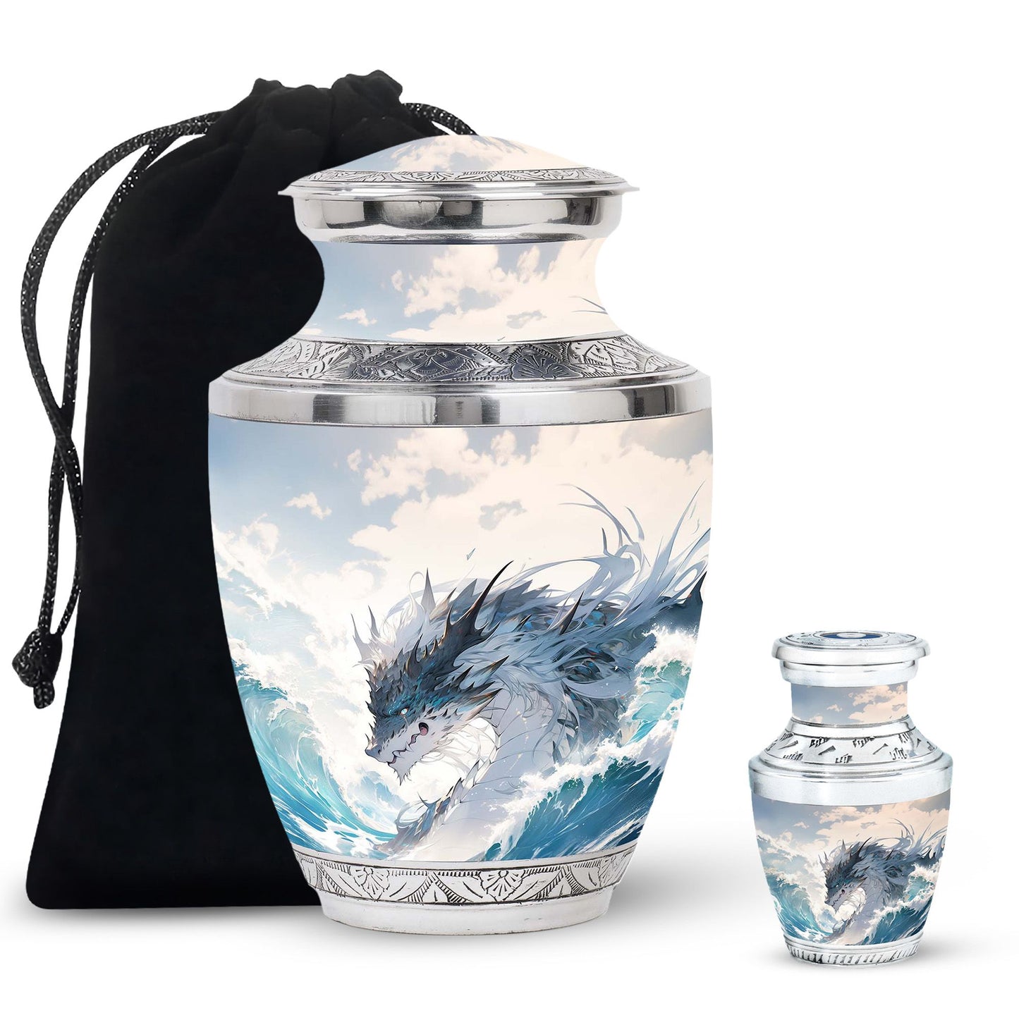 White Personalized Beach Cremation Urn for Human Ashes - 10-inch, 200 cu in - Yatskia