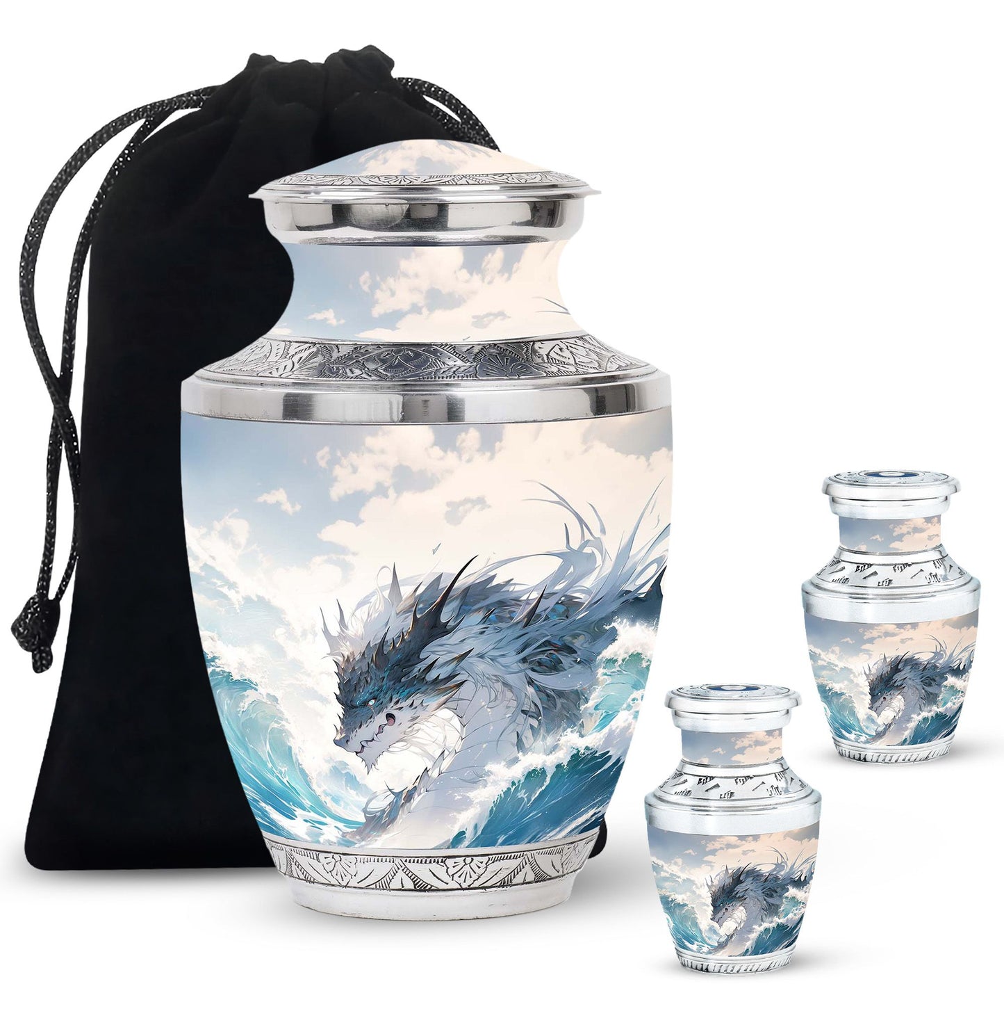 White Personalized Beach Cremation Urn for Human Ashes - 10-inch, 200 cu in - Yatskia