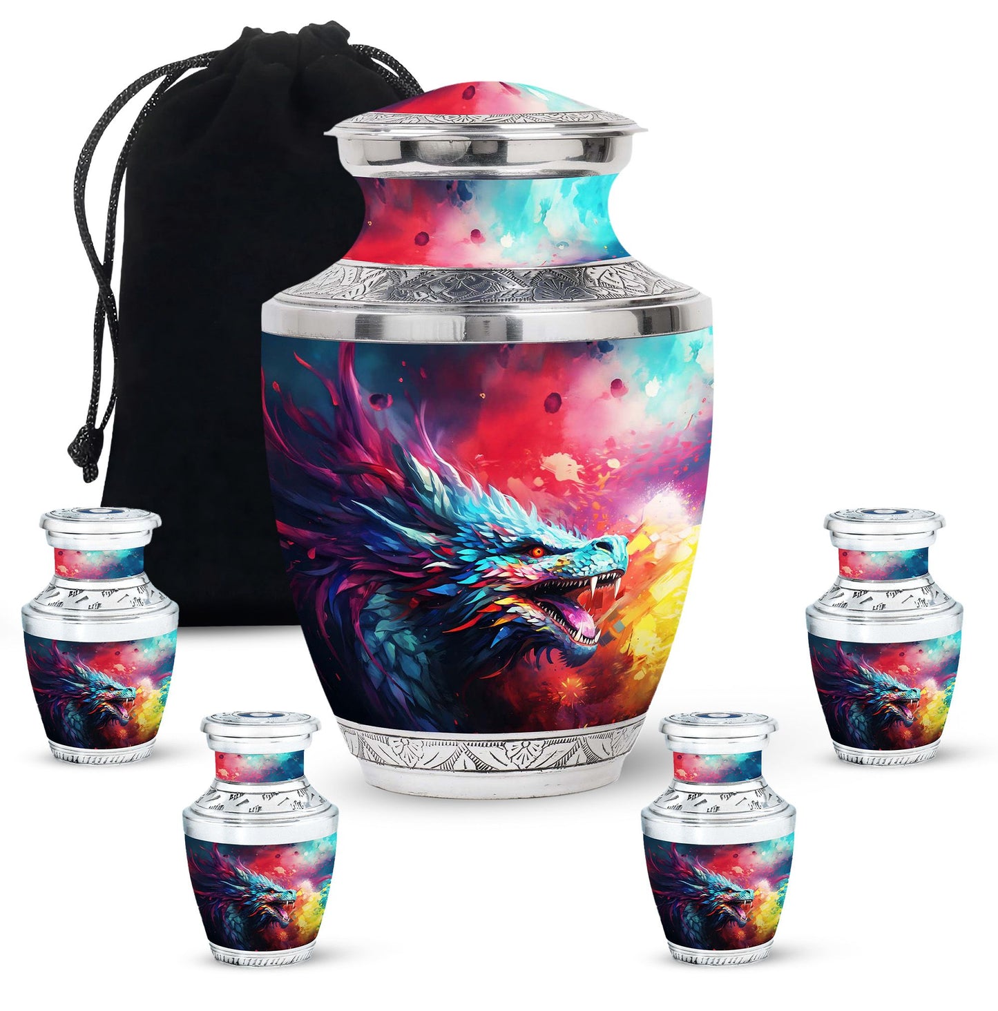 Colorful Dragon Urn - Dragon Urns Funeral Large Cremation Urns For Ashes