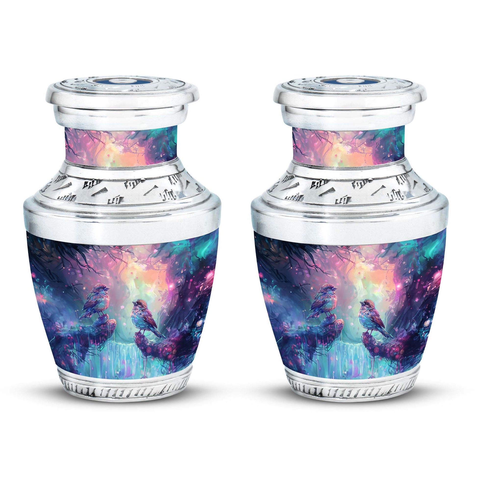 Colorful Birds Cremation Urn for Human Ashes For Mom and Dad