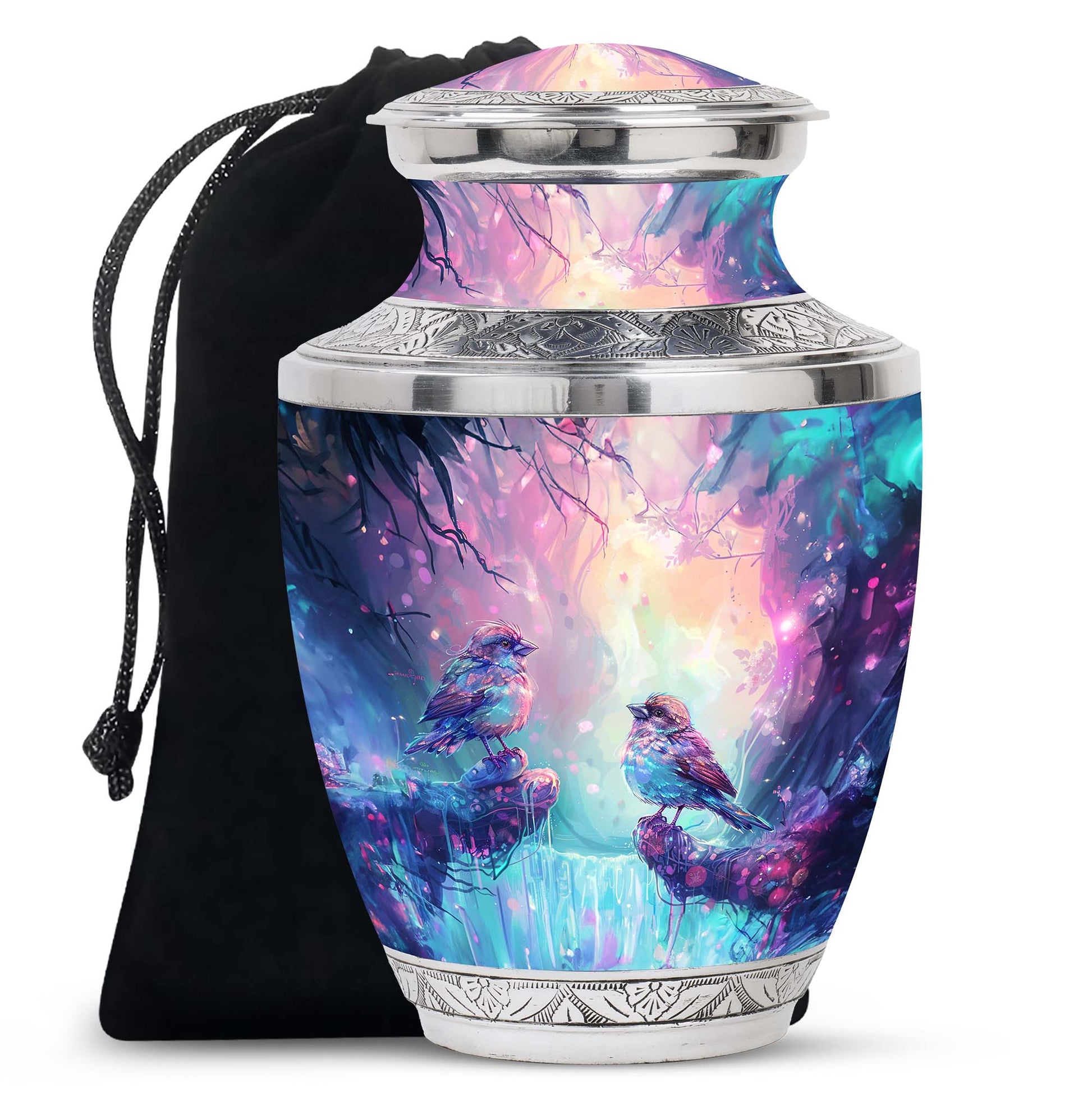Colorful Birds Cremation Urn for Human Ashes For Mom and Dad