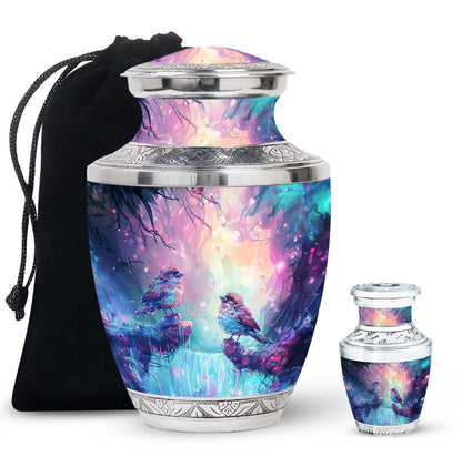 Colorful Personalized Bird Cremation Urn for Mom - 10-inch, 200 cu in - Yatskia
