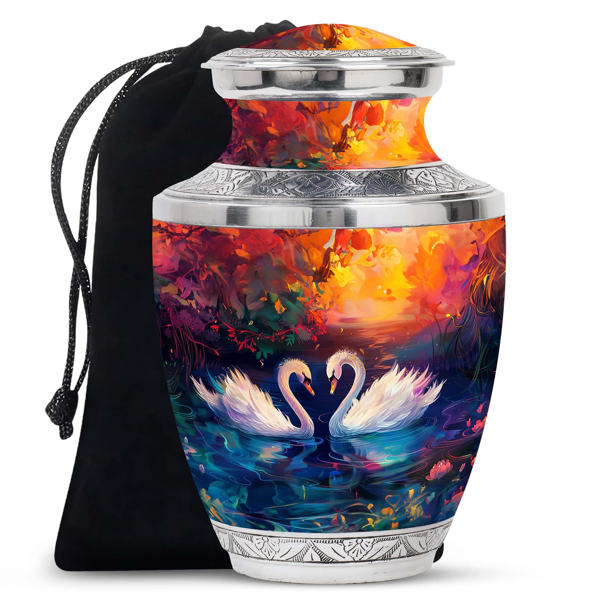 Sunset Swan Cremation Urn for Human Ashes - Urn For Men & Women