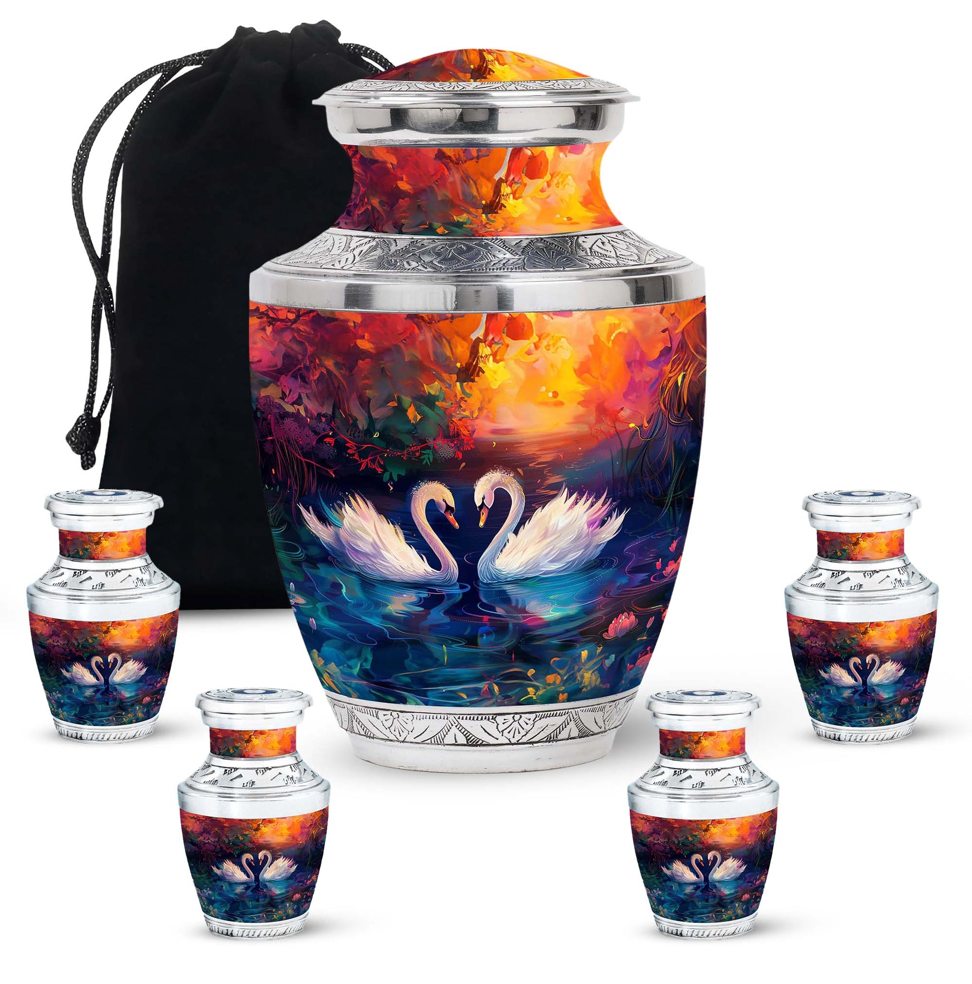 Sunset Swan Cremation Urn for Human Ashes - Urn For Men & Women